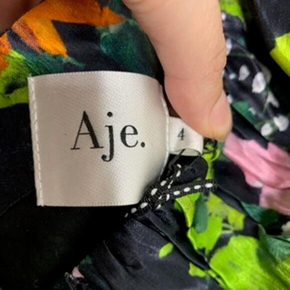 Aje Gabrielle Plunge Mini Dress Floral Womens New Size 4 - Picture 11 of 16